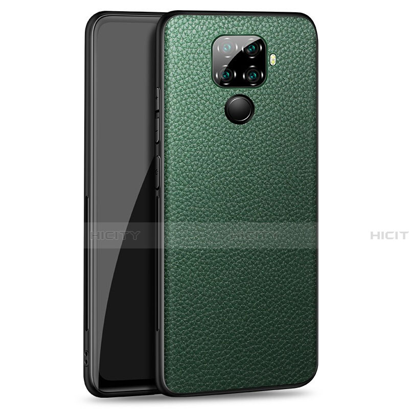 Huawei Mate 30 Lite用ケース 高級感 手触り良いレザー柄 ファーウェイ グリーン