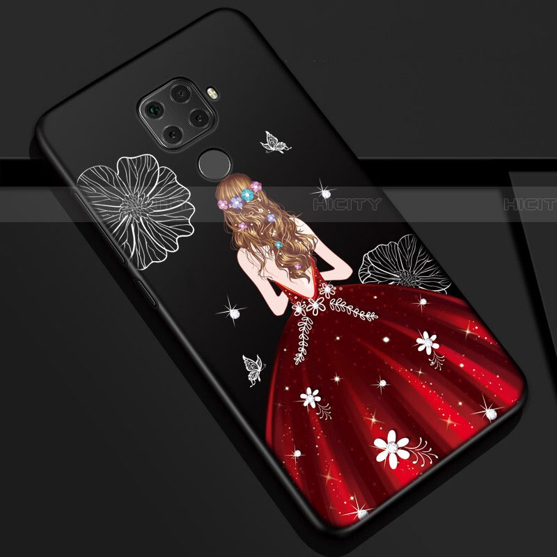 Huawei Mate 30 Lite用シリコンケース ソフトタッチラバー バタフライ ドレスガール ドレス少女 カバー S01 ファーウェイ レッド・ブラック