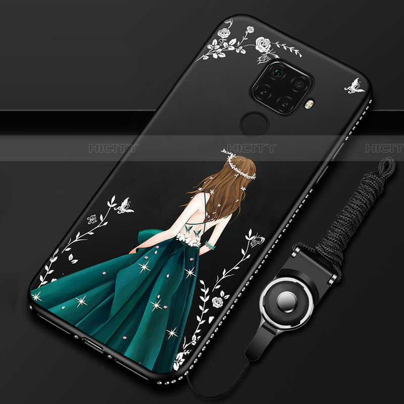 Huawei Mate 30 Lite用シリコンケース ソフトタッチラバー バタフライ ドレスガール ドレス少女 カバー S02 ファーウェイ グリーン