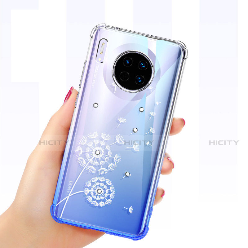 Huawei Mate 30 Pro 5G用極薄ソフトケース シリコンケース 耐衝撃 全面保護 クリア透明 蝶 ファーウェイ ホワイト