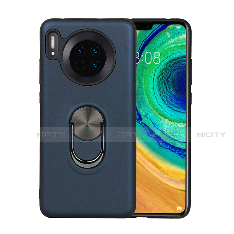 Huawei Mate 30 Pro 5G用極薄ソフトケース シリコンケース 耐衝撃 全面保護 アンド指輪 マグネット式 バンパー T03 ファーウェイ ネイビー