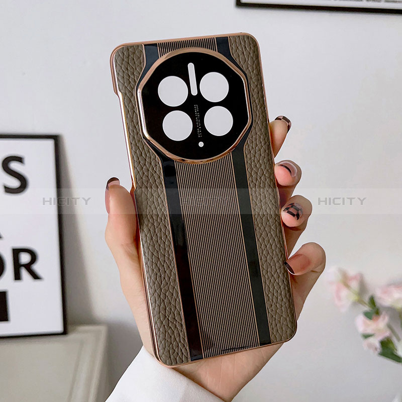 Huawei Mate 50用ケース 高級感 手触り良いレザー柄 LF1 ファーウェイ ブラウン