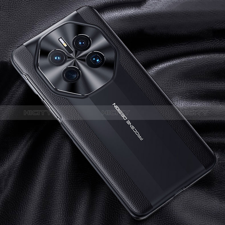 Huawei Mate 50 RS用ケース 高級感 手触り良いレザー柄 JB6 ファーウェイ ブラック