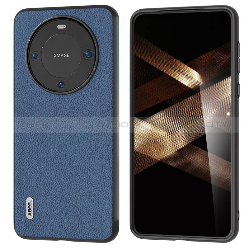 Huawei Mate 60用ケース 高級感 手触り良いレザー柄 B08H ファーウェイ ネイビー