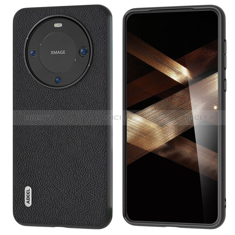 Huawei Mate 60用ケース 高級感 手触り良いレザー柄 B08H ファーウェイ ブラック