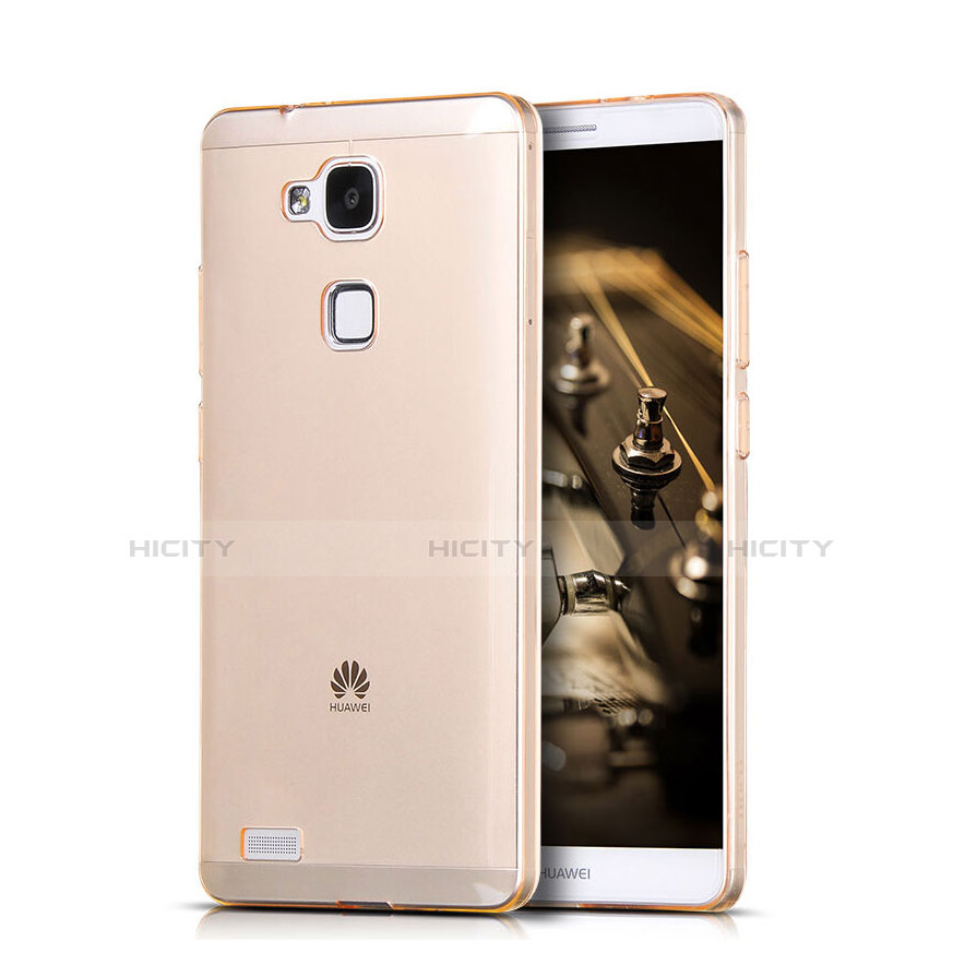 Huawei Mate 7用極薄ソフトケース シリコンケース 耐衝撃 全面保護 クリア透明 カバー ファーウェイ ゴールド