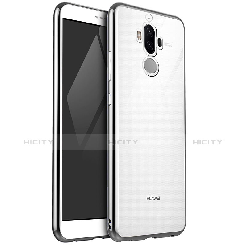 Huawei Mate 9用極薄ソフトケース シリコンケース 耐衝撃 全面保護 クリア透明 H04 ファーウェイ シルバー