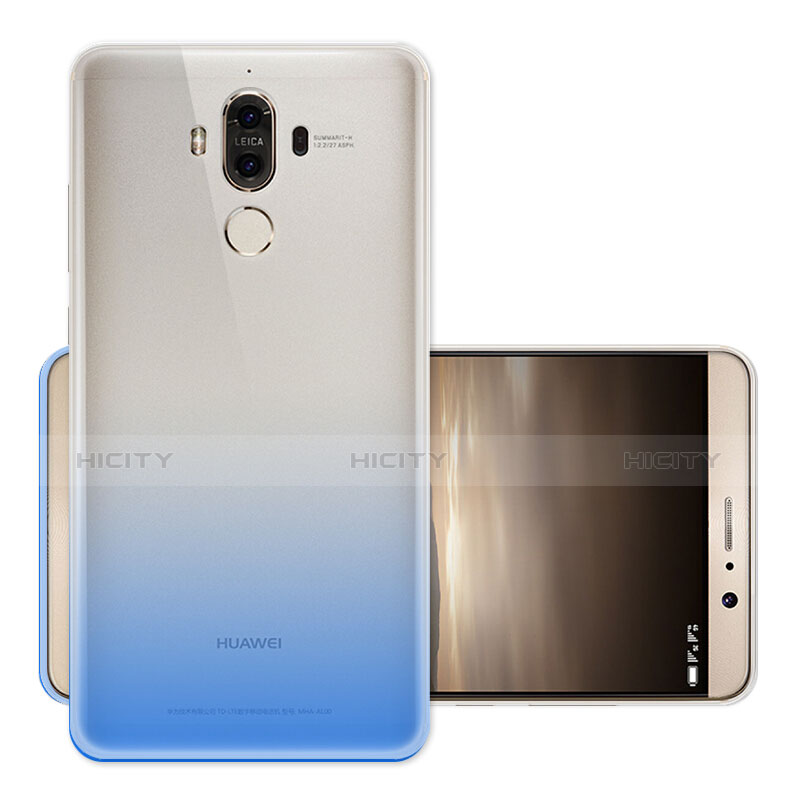 Huawei Mate 9用極薄ソフトケース グラデーション 勾配色 クリア透明 ファーウェイ ブルー