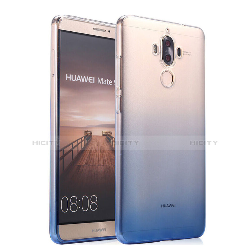 Huawei Mate 9用極薄ソフトケース グラデーション 勾配色 クリア透明 ファーウェイ ネイビー