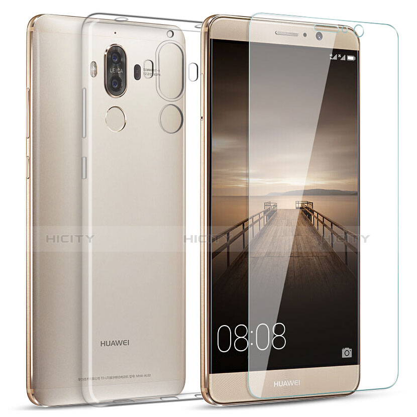 Huawei Mate 9用極薄ソフトケース シリコンケース 耐衝撃 全面保護 クリア透明 アンド液晶保護フィルム ファーウェイ クリア