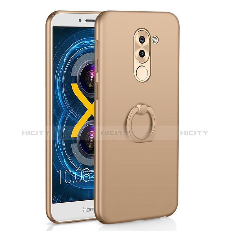 Huawei Mate 9 Lite用ハードケース プラスチック 質感もマット アンド指輪 A02 ファーウェイ ゴールド