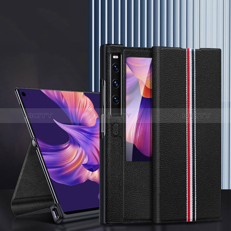 Huawei Mate Xs 2用手帳型 レザーケース スタンド カバー L03 ファーウェイ ブラック