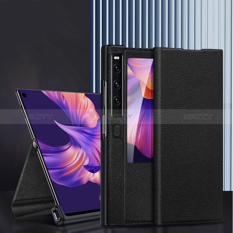 Huawei Mate Xs 2用手帳型 レザーケース スタンド カバー DL3 ファーウェイ ブラック