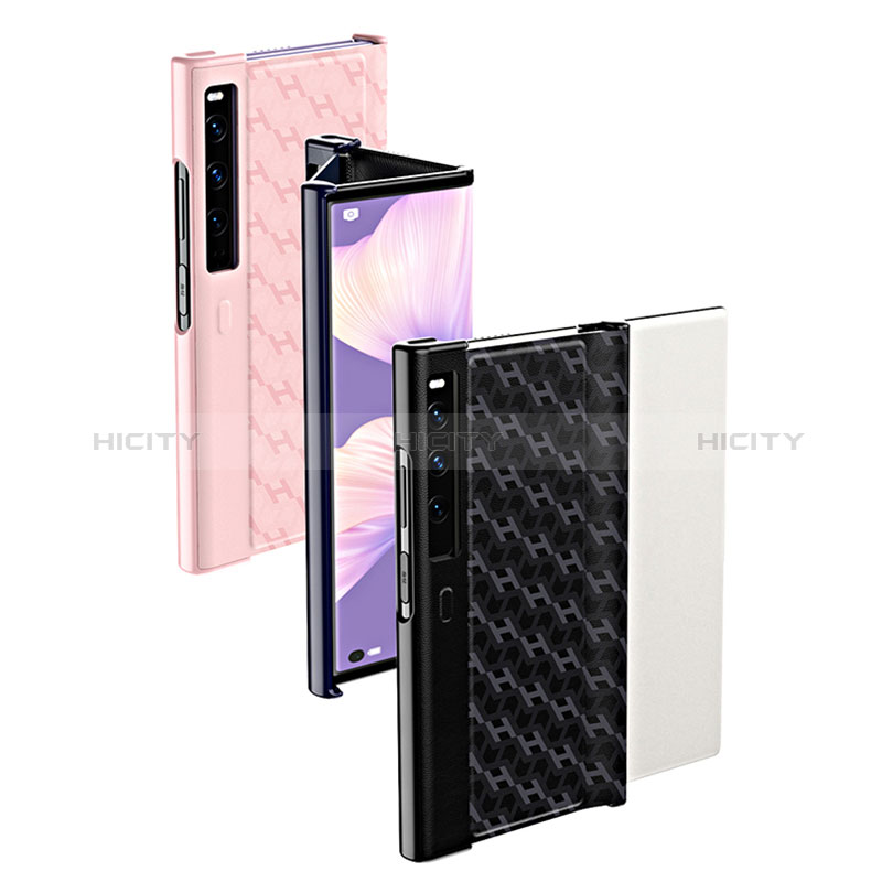 Huawei Mate Xs 2用ハイブリットバンパーケース 高級感 手触り良いレザー柄 兼プラスチック B02H ファーウェイ 