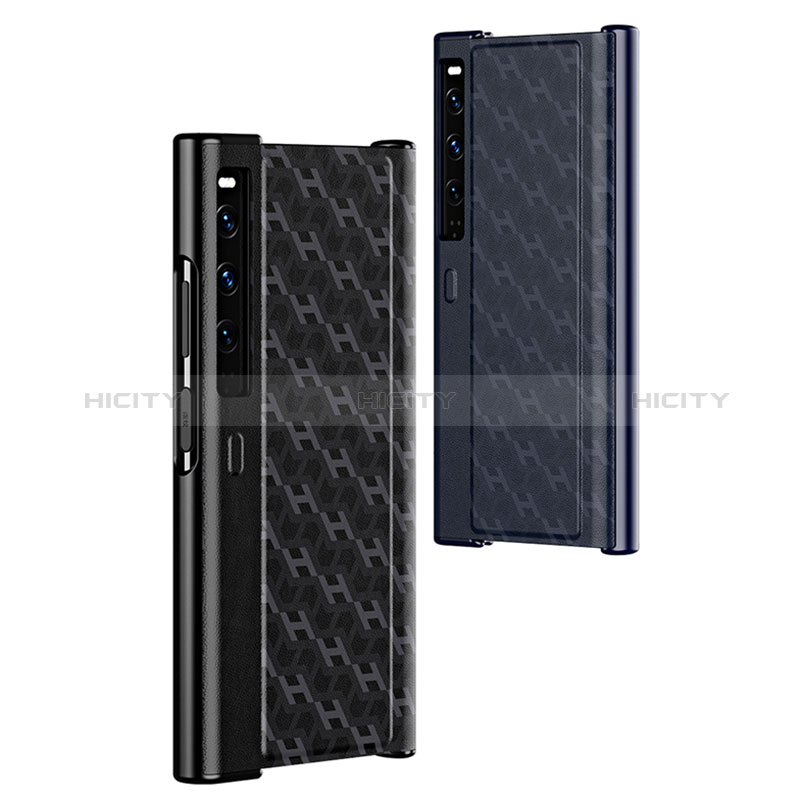 Huawei Mate Xs 2用ハイブリットバンパーケース 高級感 手触り良いレザー柄 兼プラスチック B02H ファーウェイ 