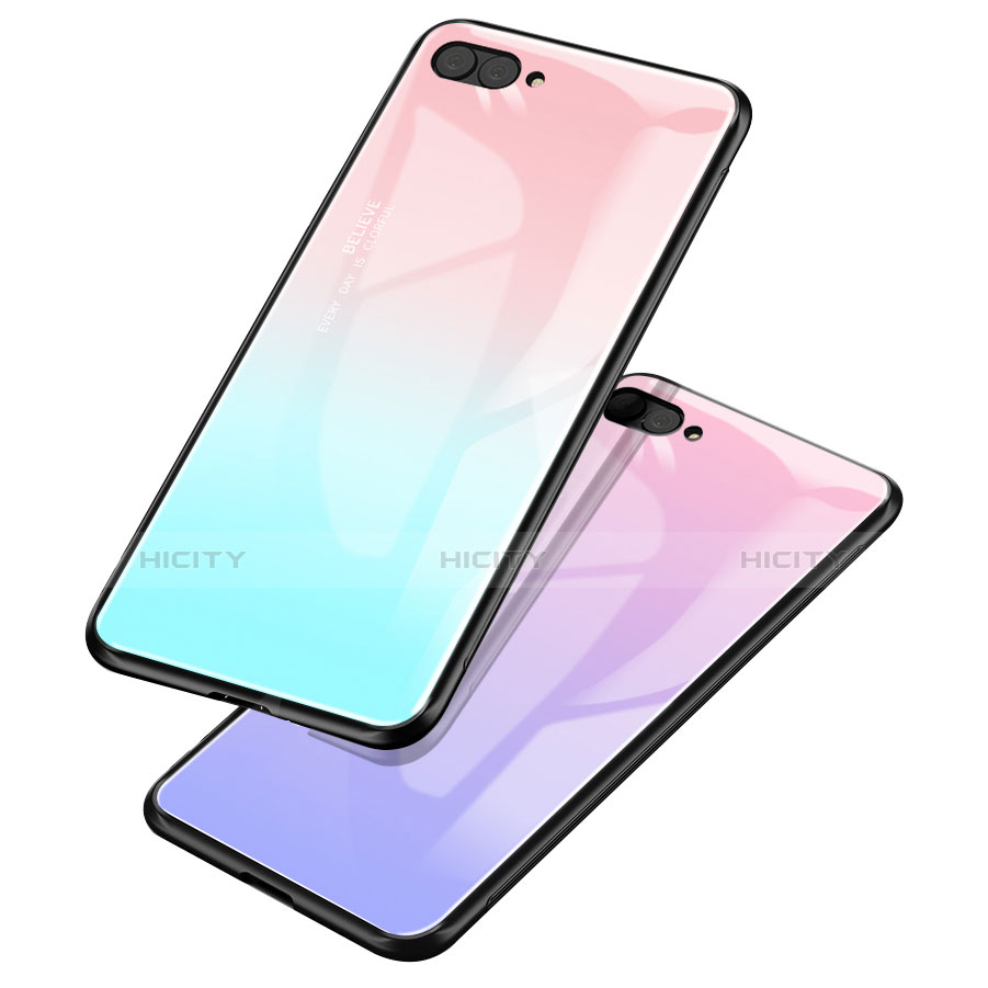 Huawei Nova 2S用ハイブリットバンパーケース プラスチック 鏡面 虹 グラデーション 勾配色 カバー ファーウェイ 