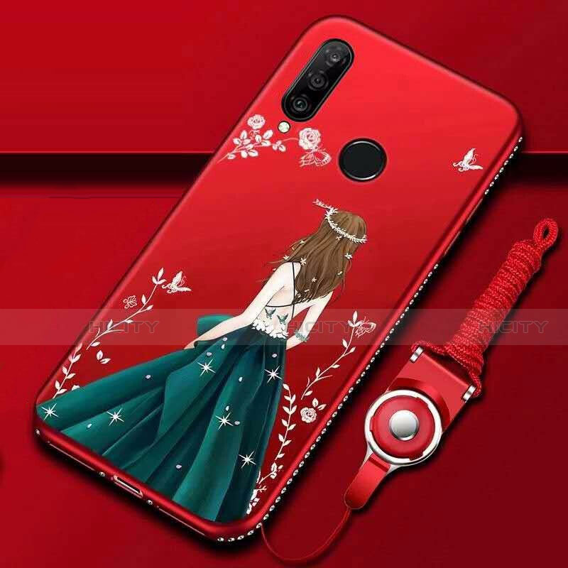 Huawei Nova 4e用シリコンケース ソフトタッチラバー バタフライ ドレスガール ドレス少女 カバー K01 ファーウェイ マルチカラー