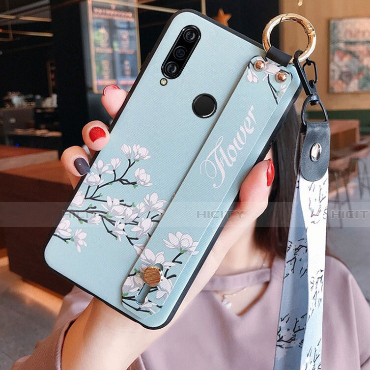 Huawei Nova 4e用シリコンケース ソフトタッチラバー 花 カバー K02 ファーウェイ 