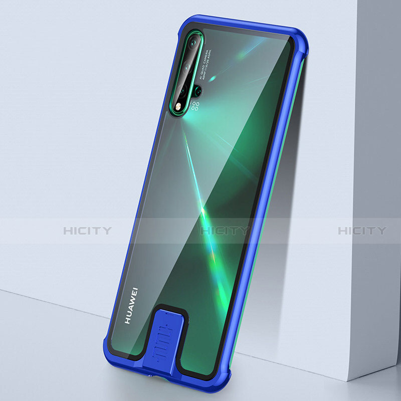 Huawei Nova 5用ケース 高級感 手触り良い アルミメタル 製の金属製 360度 フルカバーバンパー 鏡面 カバー T07 ファーウェイ ネイビー