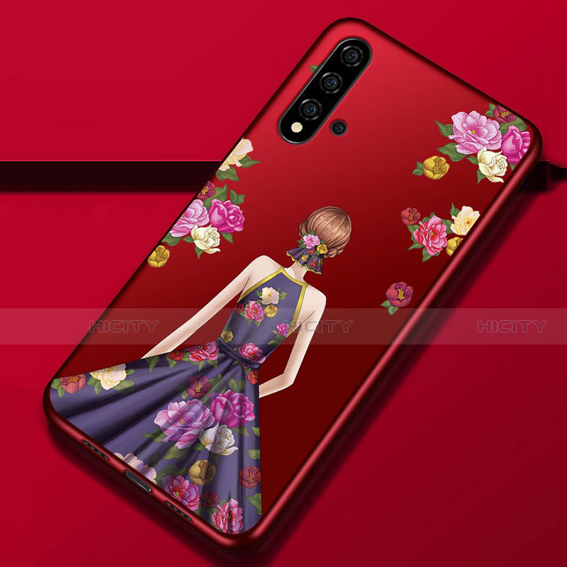 Huawei Nova 5用シリコンケース ソフトタッチラバー バタフライ ドレスガール ドレス少女 カバー S02 ファーウェイ 