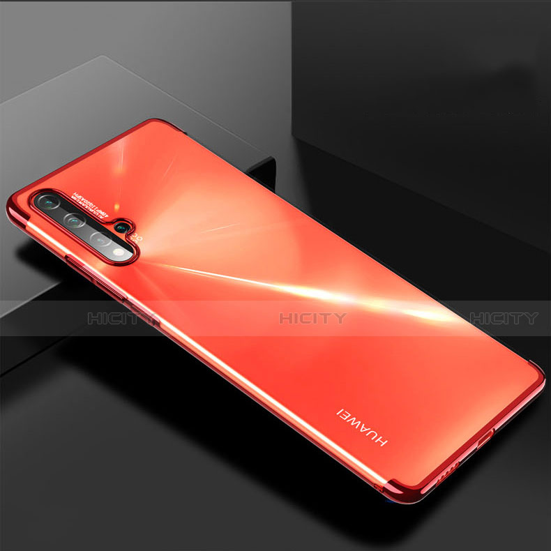 Huawei Nova 5 Pro用極薄ソフトケース シリコンケース 耐衝撃 全面保護 クリア透明 H03 ファーウェイ レッド