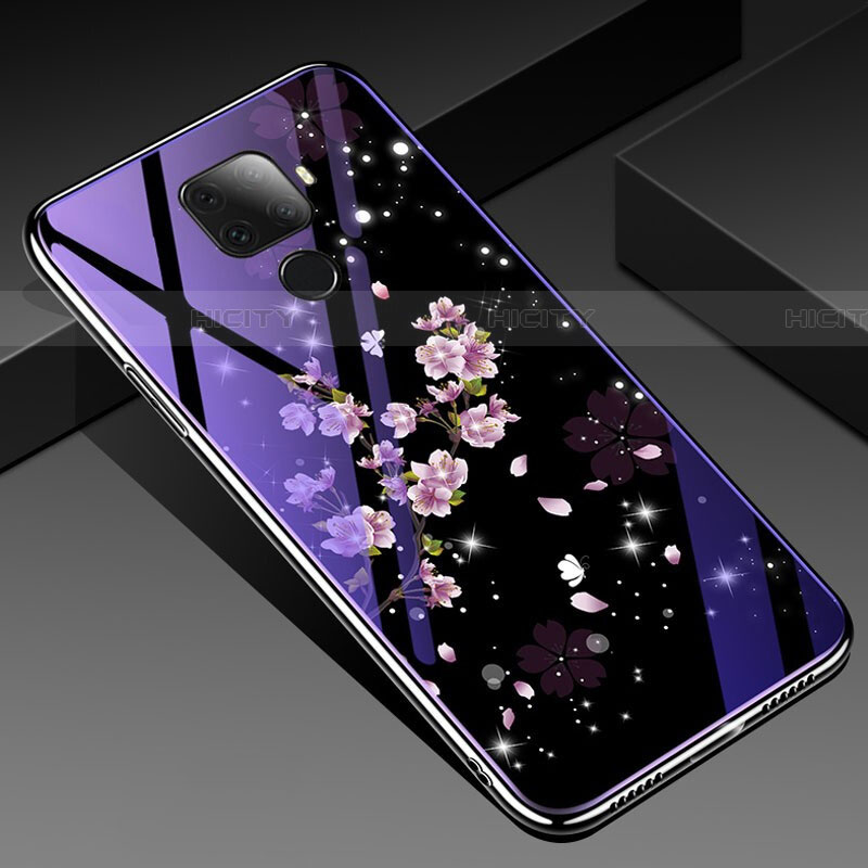 Huawei Nova 5i Pro用ハイブリットバンパーケース プラスチック 鏡面 花 カバー ファーウェイ マルチカラー