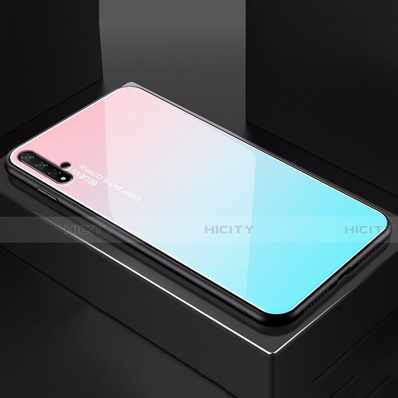 Huawei Nova 5T用ハイブリットバンパーケース プラスチック 鏡面 虹 グラデーション 勾配色 カバー H01 ファーウェイ 