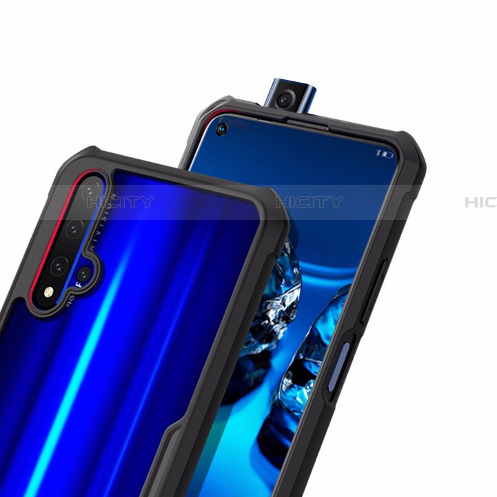 Huawei Nova 5T用360度 フルカバーハイブリットバンパーケース クリア透明 プラスチック 鏡面 アンド指輪 マグネット式 ファーウェイ 