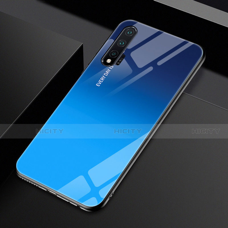 Huawei Nova 6 5G用ハイブリットバンパーケース プラスチック 鏡面 虹 グラデーション 勾配色 カバー H01 ファーウェイ ネイビー