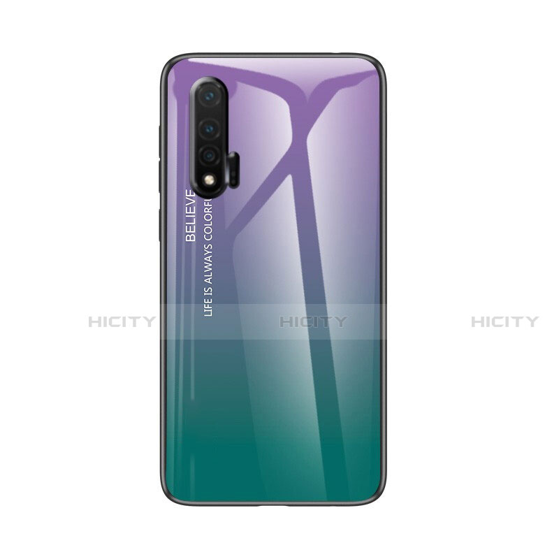 Huawei Nova 6 5G用ハイブリットバンパーケース プラスチック 鏡面 虹 グラデーション 勾配色 カバー ファーウェイ グリーン