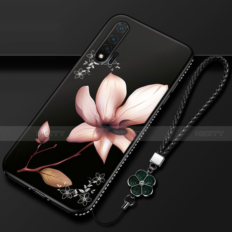 Huawei Nova 6 5G用シリコンケース ソフトタッチラバー 花 カバー ファーウェイ 