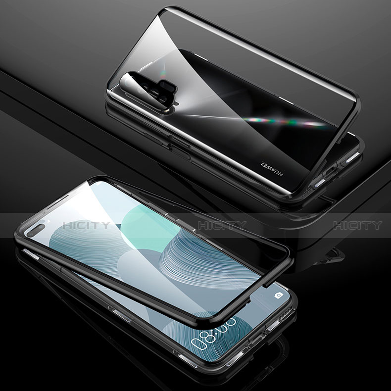 Huawei Nova 6用ケース 高級感 手触り良い アルミメタル 製の金属製 360度 フルカバーバンパー 鏡面 カバー T01 ファーウェイ ブラック