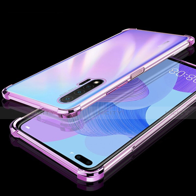 Huawei Nova 6用極薄ソフトケース シリコンケース 耐衝撃 全面保護 クリア透明 S03 ファーウェイ パープル