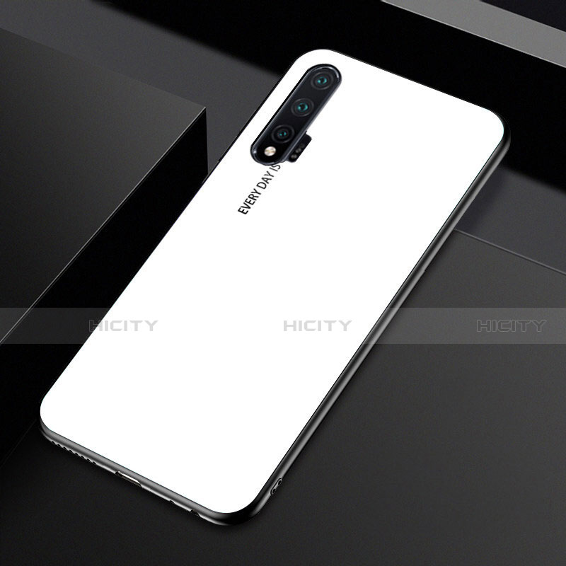 Huawei Nova 6用ハイブリットバンパーケース プラスチック 鏡面 虹 グラデーション 勾配色 カバー H01 ファーウェイ ホワイト