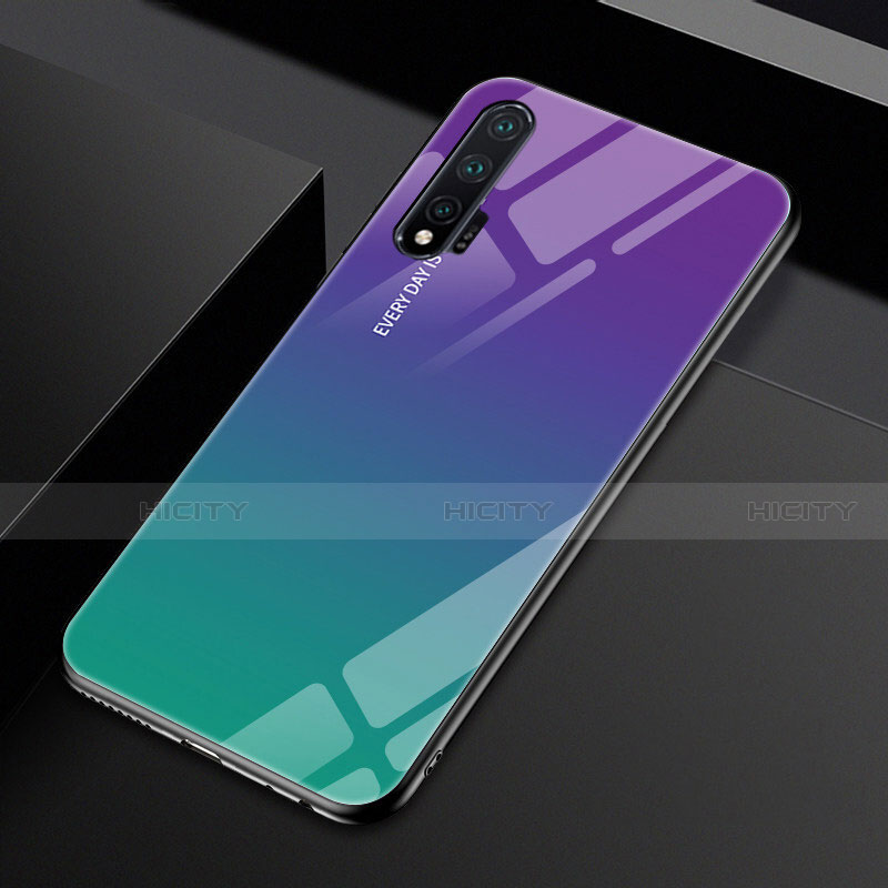 Huawei Nova 6用ハイブリットバンパーケース プラスチック 鏡面 虹 グラデーション 勾配色 カバー H01 ファーウェイ 