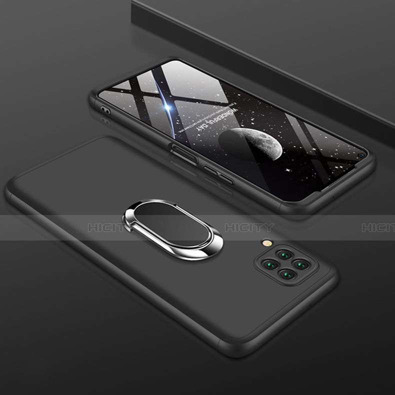 Huawei Nova 6 SE用ハードケース プラスチック 質感もマット 前面と背面 360度 フルカバー アンド指輪 ファーウェイ ブラック