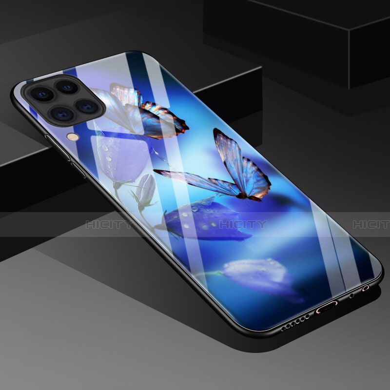 Huawei Nova 6 SE用ハイブリットバンパーケース プラスチック パターン 鏡面 カバー S02 ファーウェイ ネイビー