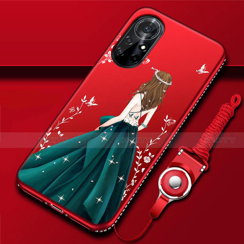 Huawei Nova 8 Pro 5G用シリコンケース ソフトタッチラバー バタフライ ドレスガール ドレス少女 カバー ファーウェイ グリーン