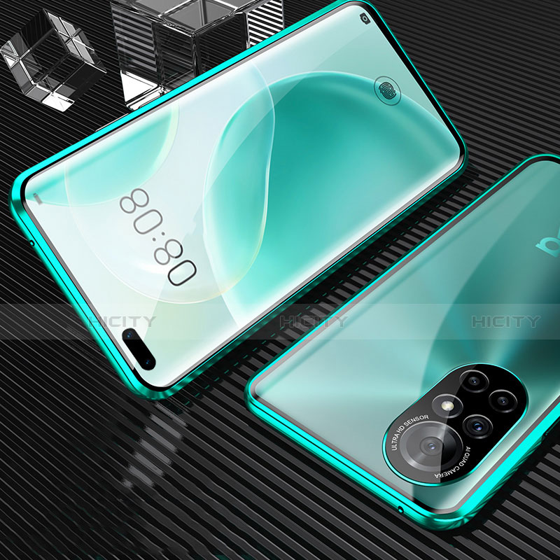 Huawei Nova 8 Pro 5G用ケース 高級感 手触り良い アルミメタル 製の金属製 360度 フルカバーバンパー 鏡面 カバー M04 ファーウェイ グリーン