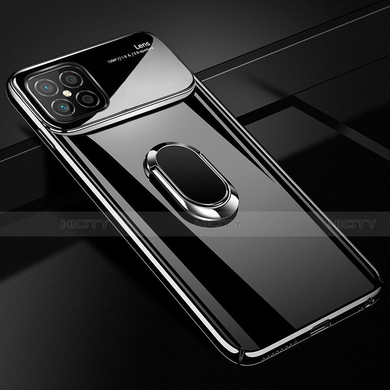 Huawei Nova 8 SE 5G用ハードケース プラスチック 質感もマット アンド指輪 マグネット式 P01 ファーウェイ ブラック
