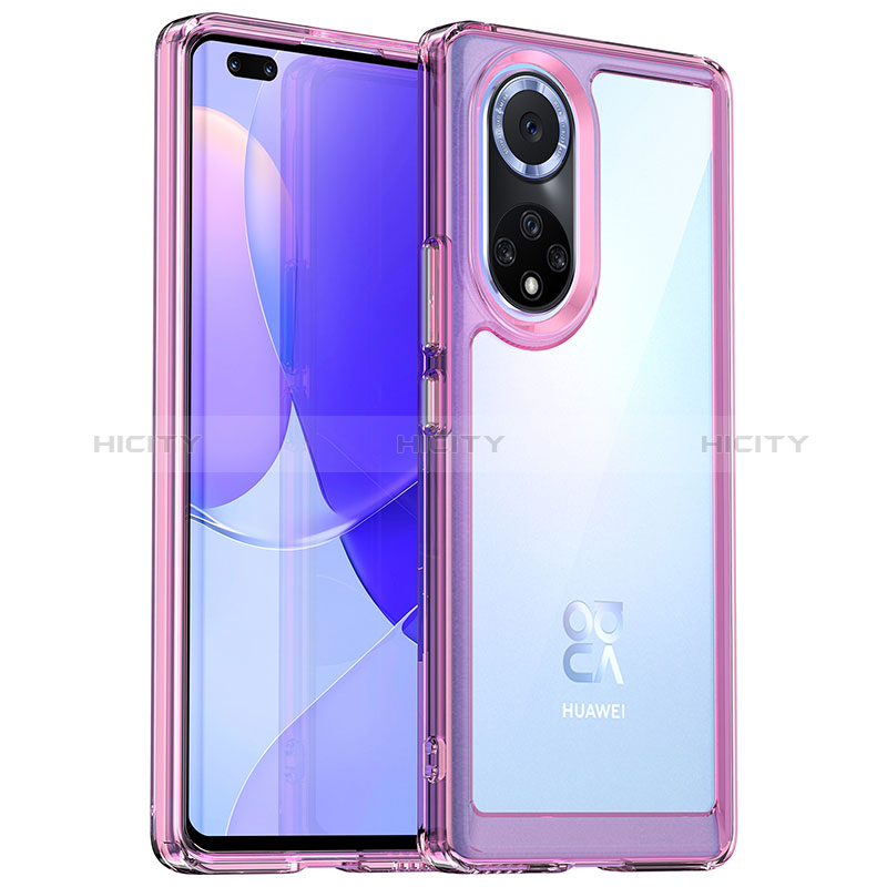 Huawei Nova 9 Pro用ハイブリットバンパーケース クリア透明 プラスチック カバー J01S ファーウェイ ローズレッド