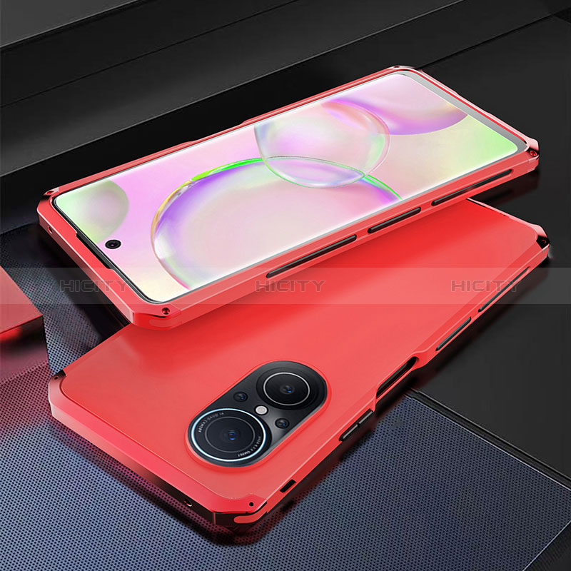 Huawei Nova 9 SE用360度 フルカバー ケース 高級感 手触り良い アルミメタル 製の金属製 ファーウェイ レッド