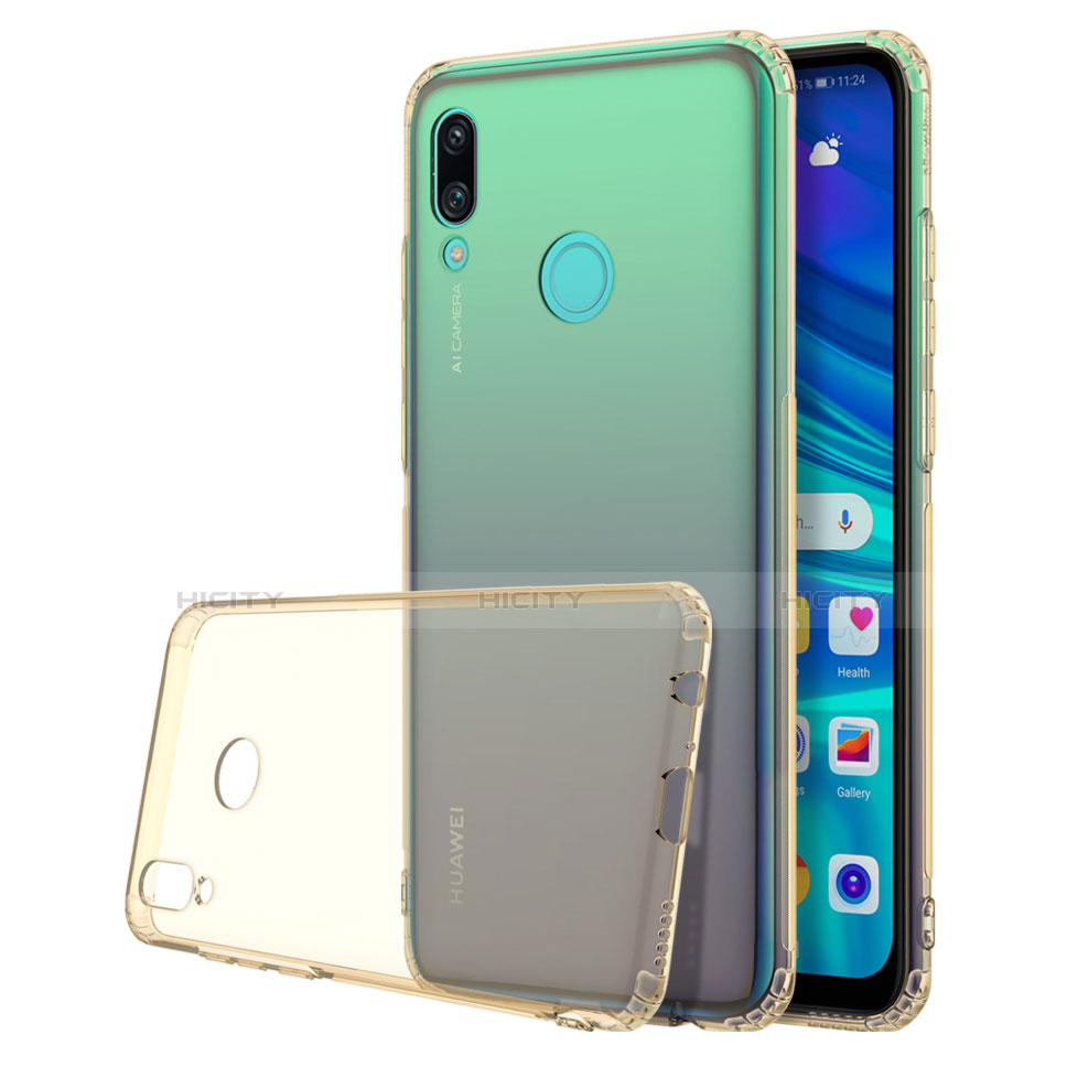 Huawei P Smart (2019)用極薄ソフトケース シリコンケース 耐衝撃 全面保護 クリア透明 H01 ファーウェイ ゴールド