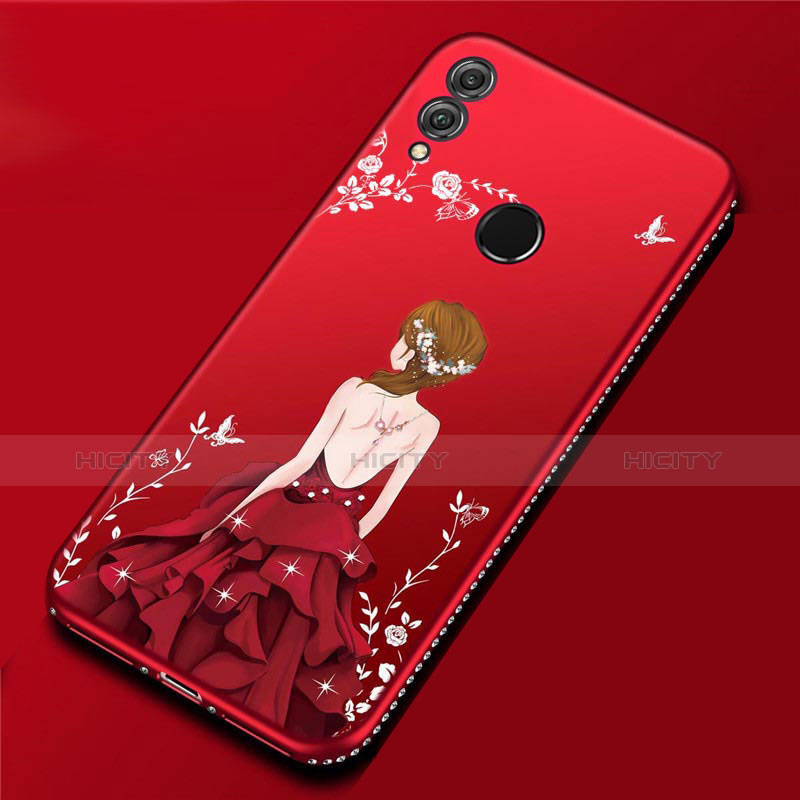 Huawei P Smart (2019)用シリコンケース ソフトタッチラバー バタフライ ドレスガール ドレス少女 カバー ファーウェイ レッド