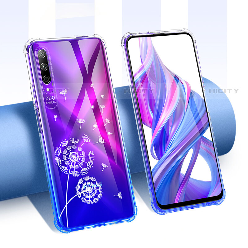 Huawei P Smart Pro (2019)用極薄ソフトケース シリコンケース 耐衝撃 全面保護 クリア透明 花 T01 ファーウェイ ホワイト