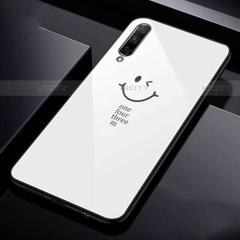 Huawei P Smart Pro (2019)用ハイブリットバンパーケース プラスチック パターン 鏡面 カバー ファーウェイ ホワイト