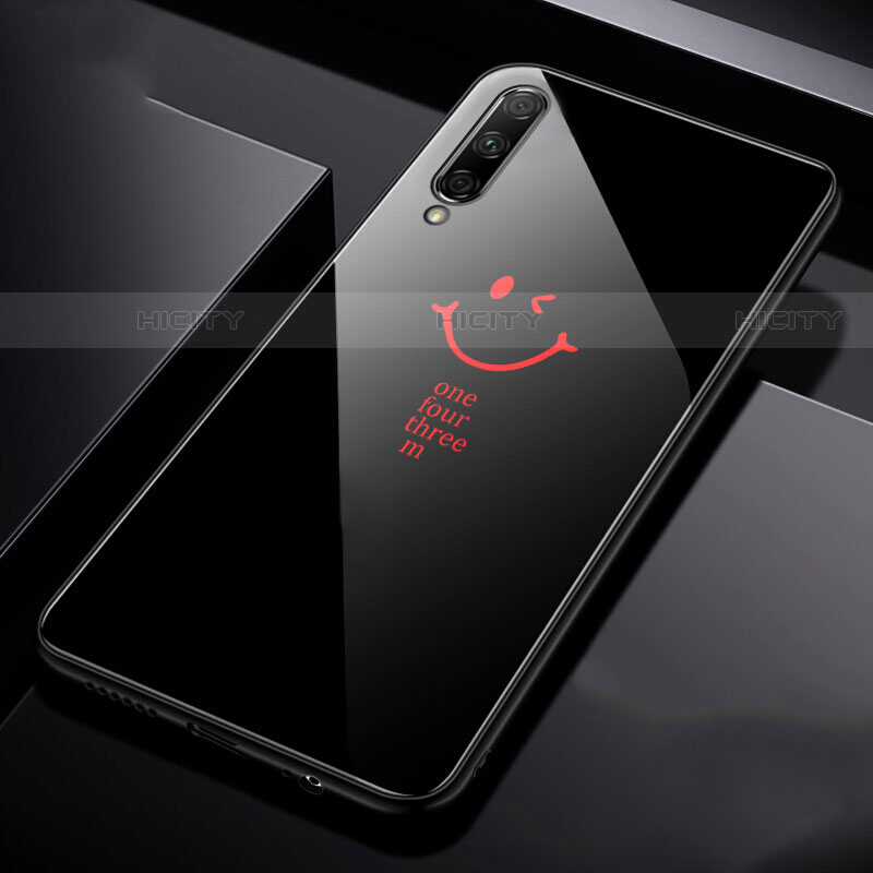 Huawei P Smart Pro (2019)用ハイブリットバンパーケース プラスチック パターン 鏡面 カバー ファーウェイ ブラック