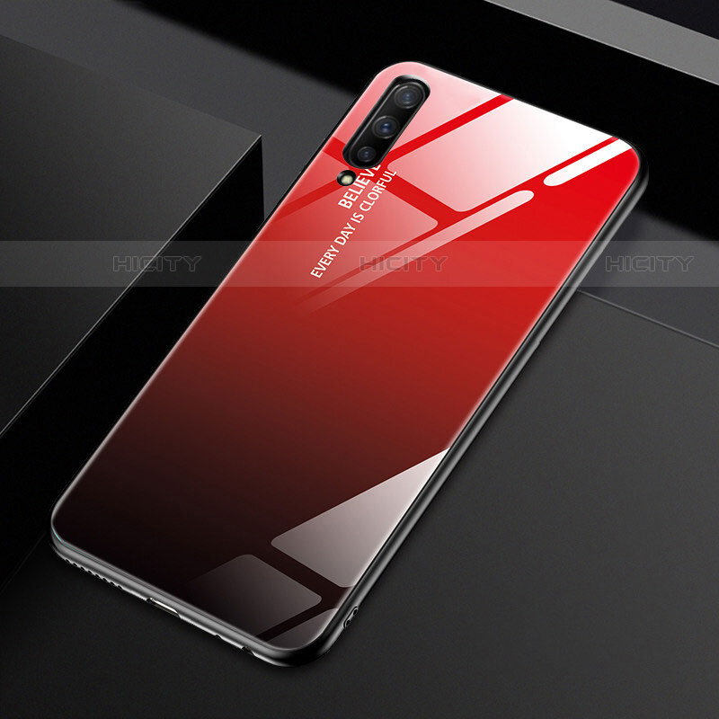 Huawei P Smart Pro (2019)用ハイブリットバンパーケース プラスチック 鏡面 虹 グラデーション 勾配色 カバー ファーウェイ レッド
