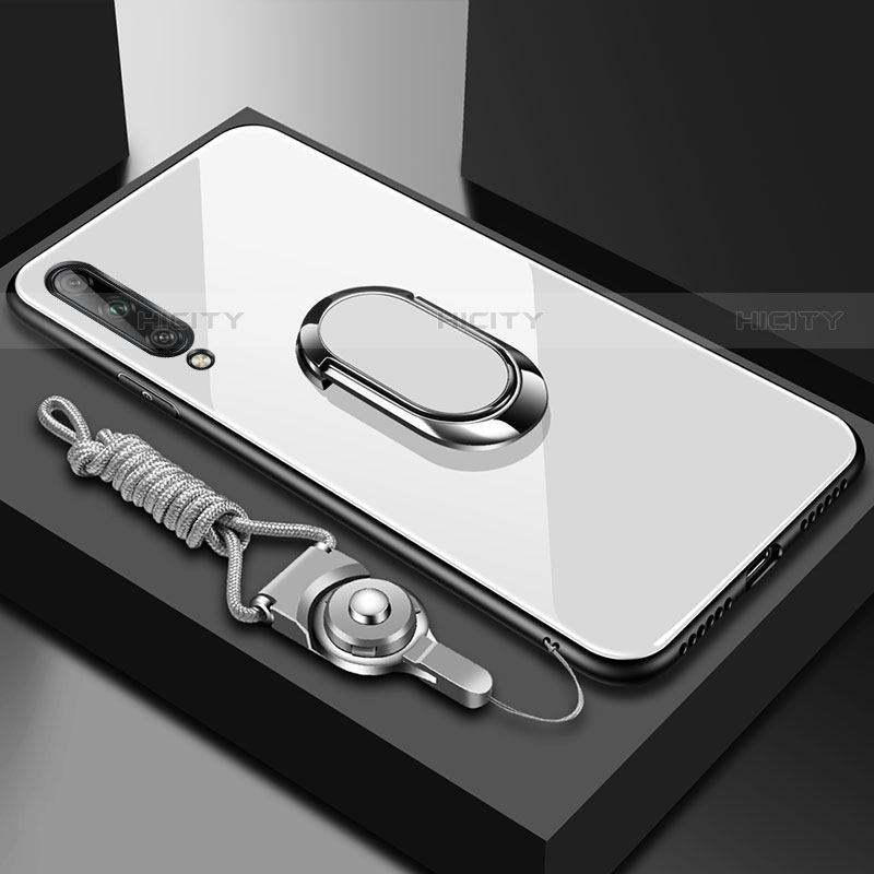Huawei P smart S用ハイブリットバンパーケース プラスチック 鏡面 カバー アンド指輪 マグネット式 ファーウェイ ホワイト