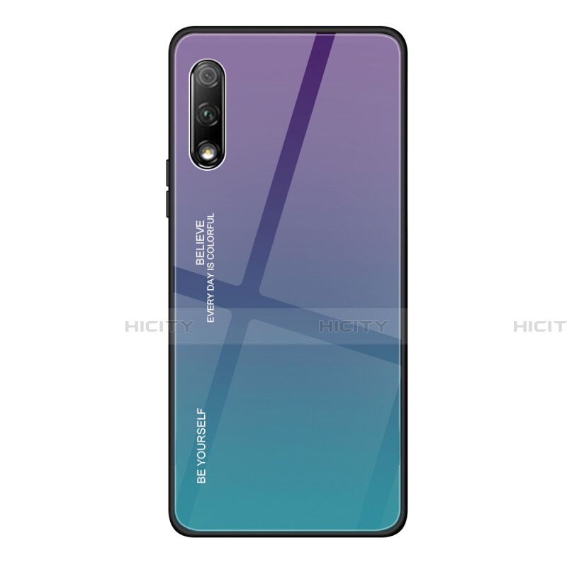 Huawei P Smart Z (2019)用ハイブリットバンパーケース プラスチック 鏡面 虹 グラデーション 勾配色 カバー ファーウェイ パープル